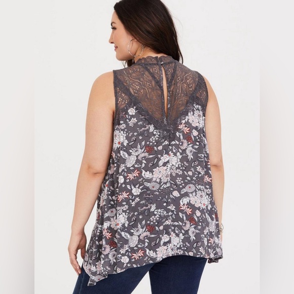 Torrid Grey Illusion Sharkbite gauze tank plus size 2x - Picture 9 of 9